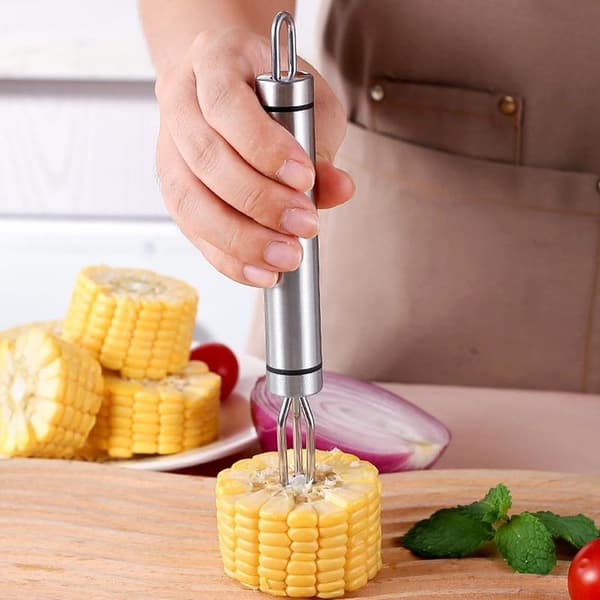 Potatisgaffel – 4-pack majsgaffel i rostfritt stål 18,8x2cm med 3 tänder, diskmaskinssäker