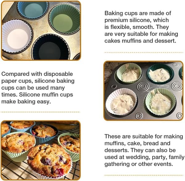 Silikone kageforme – 10 stk. non-stick genanvendelige til muffins, pandekager, budding – stil 14