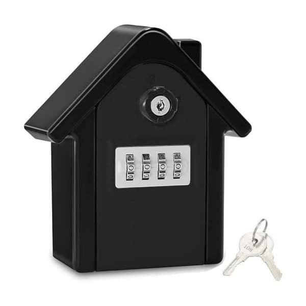 1 STK (Sort) Vægmonteret Sikker Nøgleboks med Digital Kode & Nødnøgler, Stor XL Nøgleboks