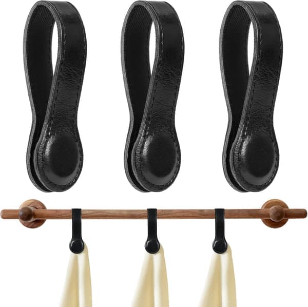Magnetic Towel Clips - 3 pcs Leather for Kitchen, Bathroom, Bars, Shelves & Oven Handles