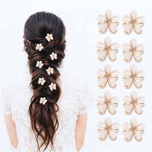 20 stk. mini blomsterhårspenner til jenter, blomsterspenner til kvinner, søte hårtilbehør (hvit)