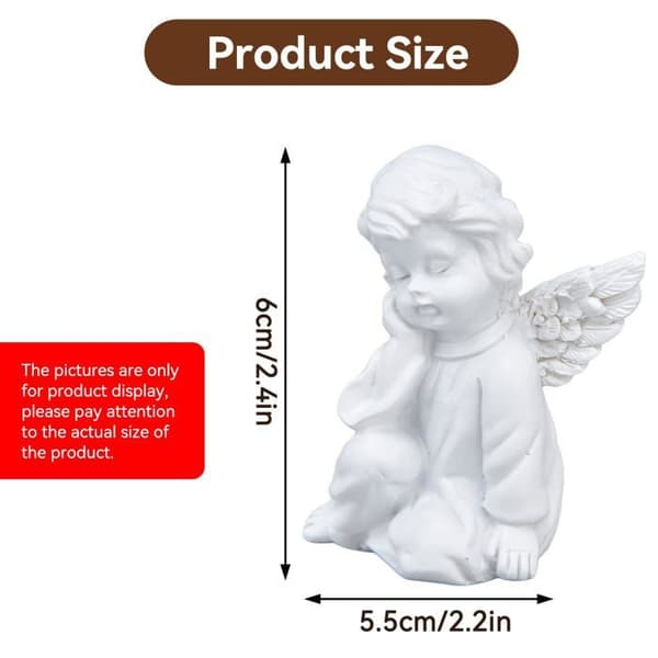 Haveenglefigur - 1 stk., 6 cm, harpiks, sovende - Velegnet til indendørs og udendørs brug