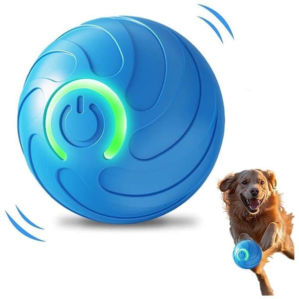 Smart interaktiv hundboll 2026, USB-vibrerande och studsande leksak, mental stimulans, blå