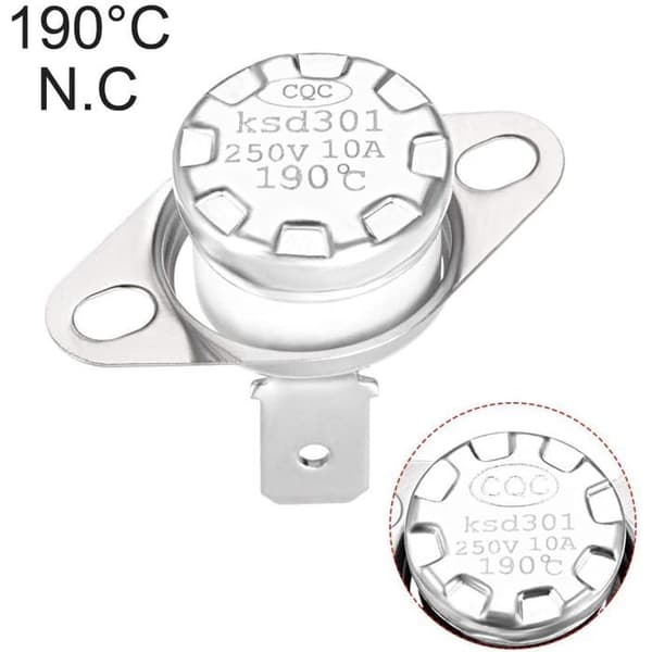 KSD301 Termostat - 5 Stykker - 190°C Normalt Lukket - Snap Disc Termisk Afbryder - Til M