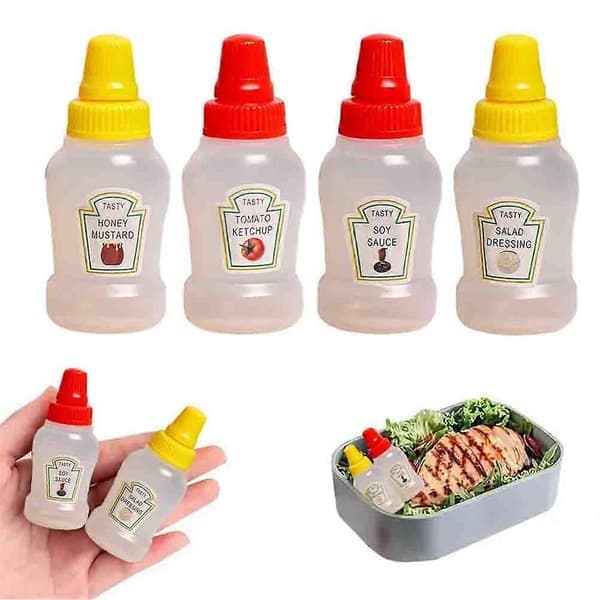 Mini Ketchupflasker for Bento Box-tilbehør, Mini Krydderflasker