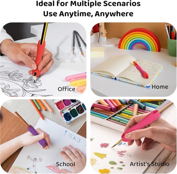 Silicone Pen Grip - 6-pack Ergonomic Double-Sided Design for Kids & Adults, Right/Left-Handed