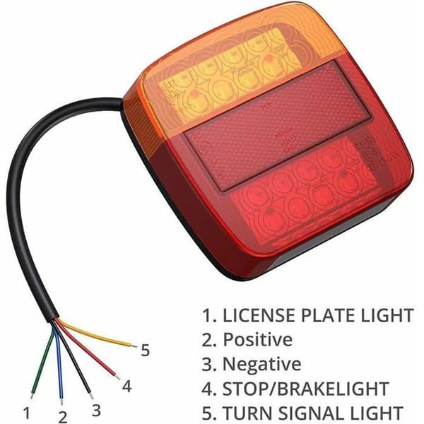 2 stk LED baklys rød, gul og hvit multifunksjonell tilhenger lastebil campingvogn varebil båtlampe lys
