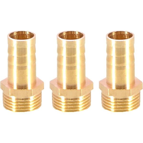 Sett med 3 messing piggtrådslangekoblinger 12 mm til 3/8\" utvendig BSP gjenget slangeadapter
