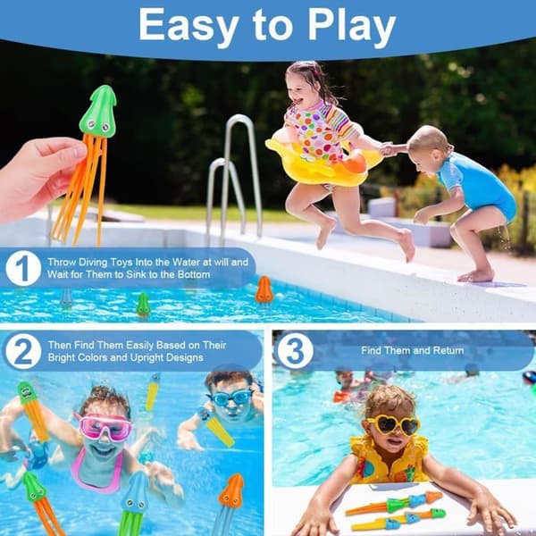 6 st dykleksaker för pool, maneter bläckfisk simleksaker undervattensleksak sommarpoolspel