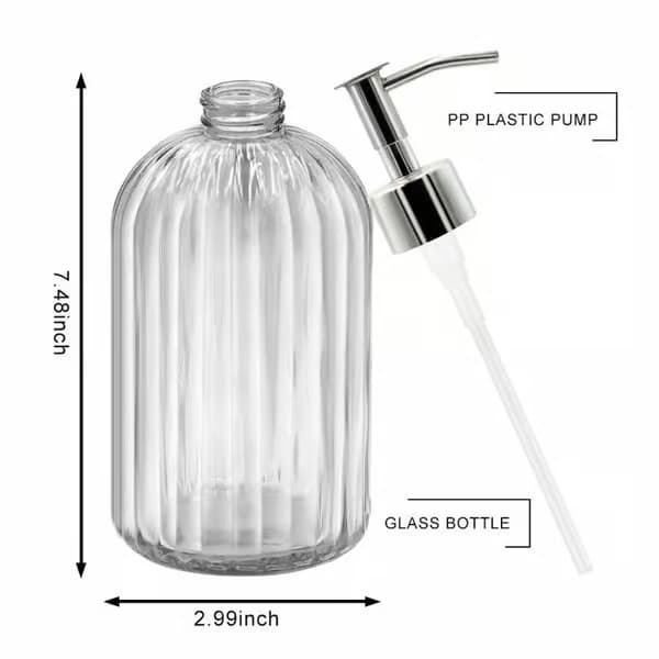 Set med 2 tvålpumpar i glas, 400 ml – plastpump, texturerad transparent ...