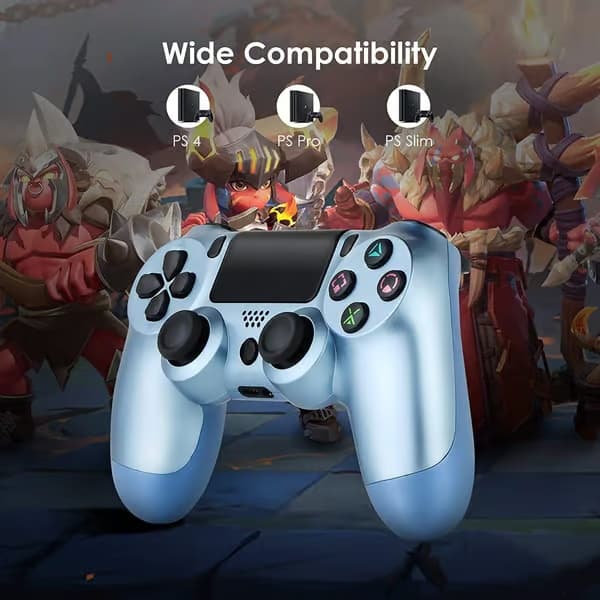 Trådlös handkontroll för PS4, kompatibel med PlayStation 4, PC/PS4-konsoler/Steam-konsoler, Bluetooth utan fördröjning. White