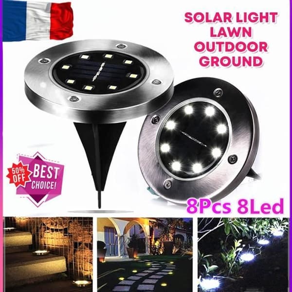 Utendørs solcellelamper - Hagedekorasjoner - 8 stk 8LED - Varmhvit - IP65