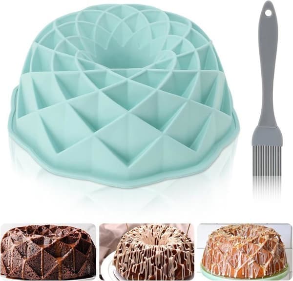 Silikone kageform, Charlotteform med pensel, genanvendelig riflet form, bageforme velegnet til cheesecake