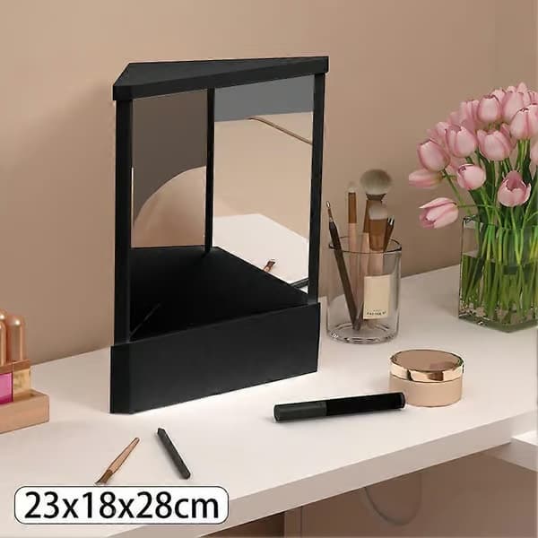 Ikke-omvendt spejl til makeup-etui Makeup-spejl gave til kvinder[D] Sort Black Large Size