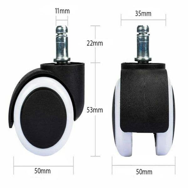 5 kpl toimistotuolin pyöriä - 11 mm musta musta musta