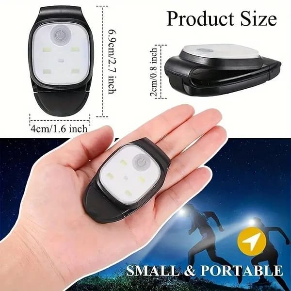 4-pakning LED-klipslys, reflekterende USB oppladbart klipslys, 4 lysmoduser, minihodelampe for utendørs løping, jogging, fiske
