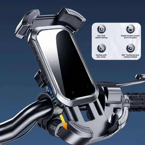 Motorcykel Telefonholder – Anti-vibrations universal 360° roterende til styr, hurtig montering og afmontering