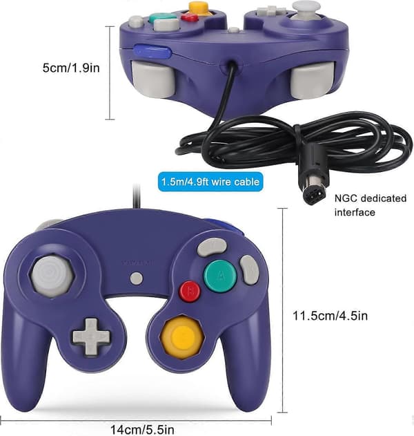 Gamecube Gamepad, 2-pakning Klassisk Gamepad med Vibrasjonsjoystick