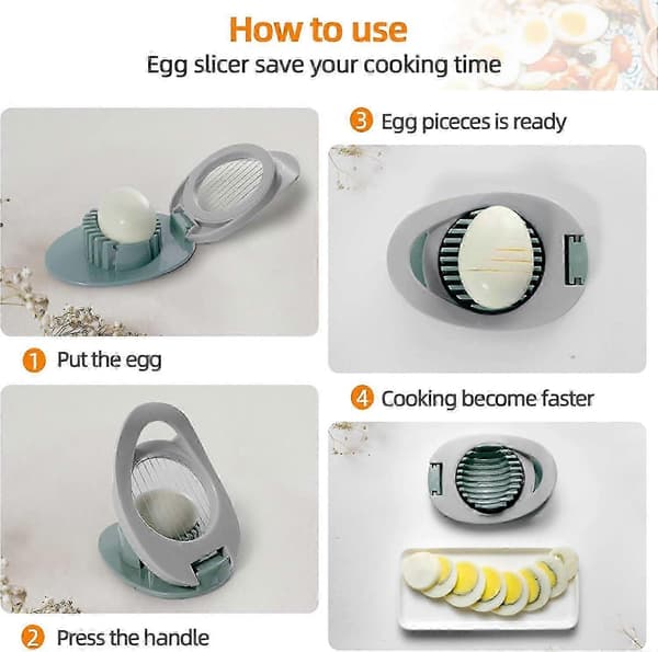 Eggeskjærer for hardkokt egg, eggeskjærer i rustfritt stål, eggesalatmaskin, kokt eggkutter