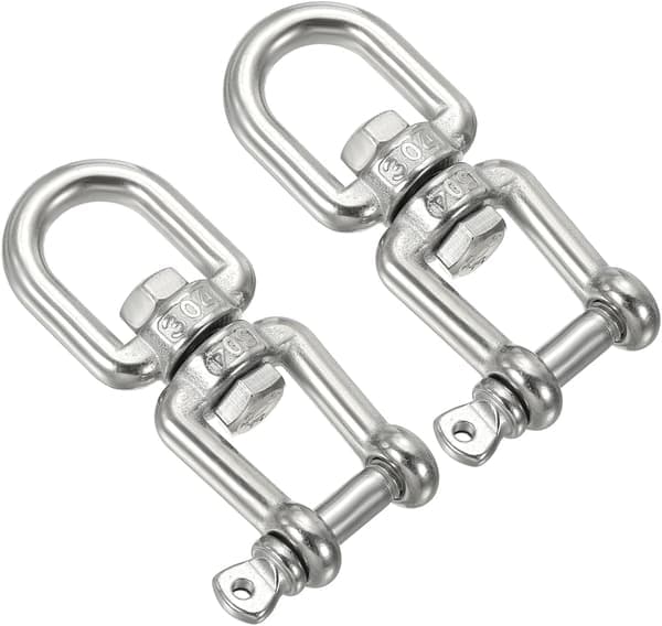 stk. drejelig ringloftmontering i rustfrit stål, drejelig forbindelse i rustfrit stål, kraftig krog i 304 rustfrit stål til hængekøje (M5)