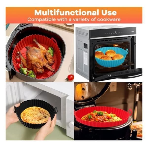 3-delt silikonform til airfryer, 20 cm airfryer-tilbehør for 3-5 liters airfryere