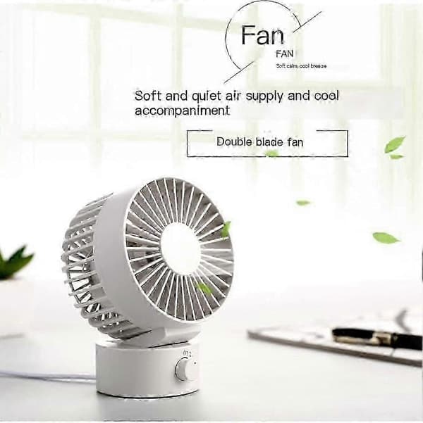 Stille skrivebordsventilator, USB-ventilator, stærk luftstrøm til udendørs hjemmekontor (hvid) 2026