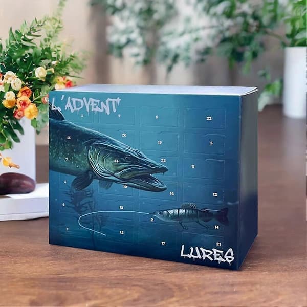 Fiskekalender 24 dagar Nedräkningskalender för jul Fiskeredskap Utrustningsset Present till pappa[D] A A