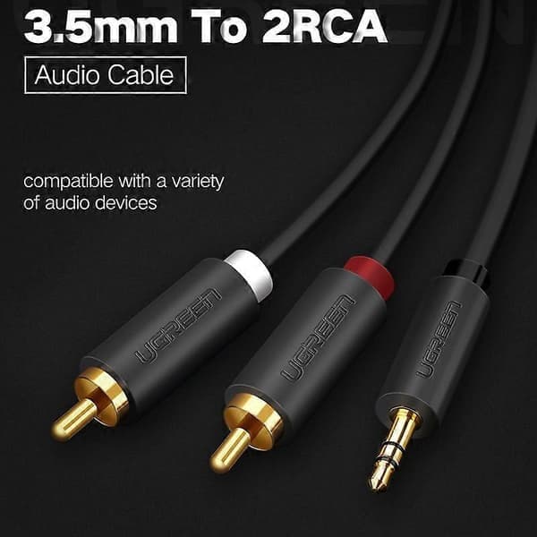 UGREEN 10512 3-meter 3.5mm han til 2RCA han stereo lydadapter Y-kabel