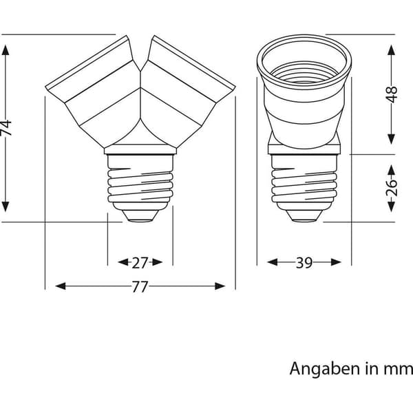 E27, dobbel splitteradapter, hvit