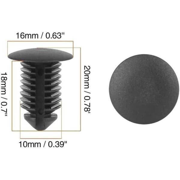40 stk. 10 mm huldiameter plastbolte nitter clips befæstelseselementer sorte til bil