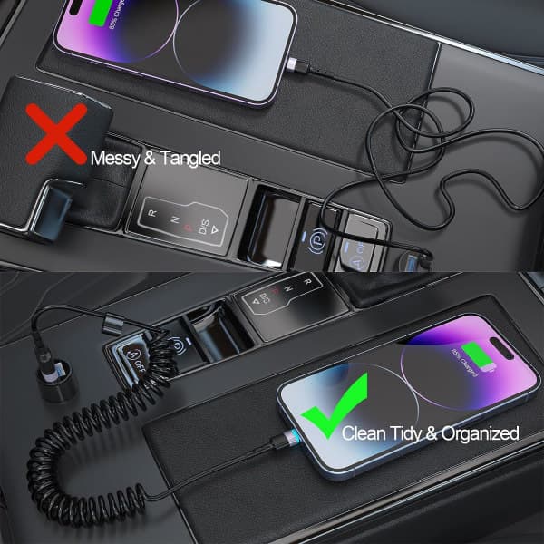 2-pak oprullet Lightning-kabel, 3FT iPhone-opladerkabel til bil