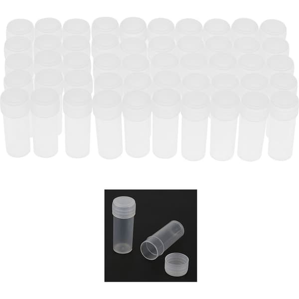 50 5 ml plastprovflaskor för miniatyrförvaring och organisering
