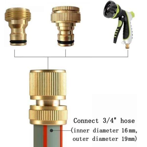 2-pack snabbkopplingar för 19 mm (3/4\") trädgårdsslangar i mässing