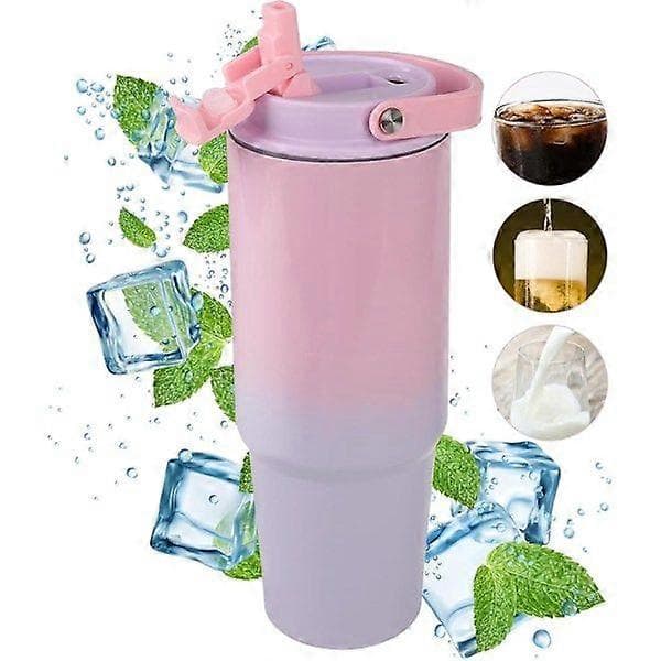 890 ml 304 rostfri isolerad mugg med sugrör och lock, resemugg med sugrör, 2-i-1 läckagesäkert lock