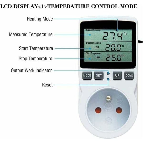Termostatstik, Digital Timerstik, Programmerbart Digitalt Stik med Probe, Programmerbar Digital Timer, Termostatstik til Drivhus og