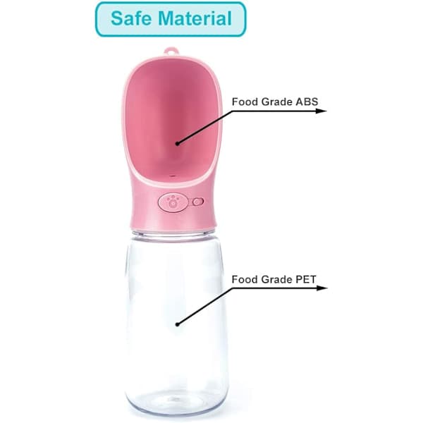 Bærbar hundevannflaske i PC, 550 ml, med vanndispenser for hunder