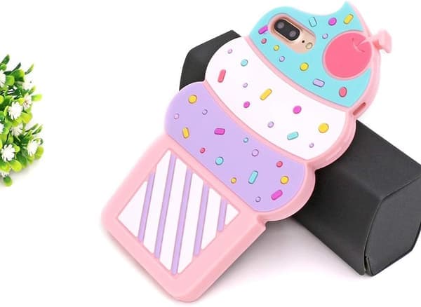 iPhone Glassstrutsmuffinsfodral – 3D Tecknad Mjuk Silikon Stötsäker – Välj Modell iPhone 7 Plus/ 8 Plus