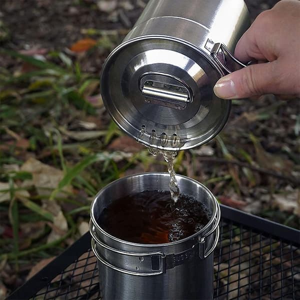 Campingkogegrej – 304 rustfrit stål stand gryde med låg, krus og kogegryde
