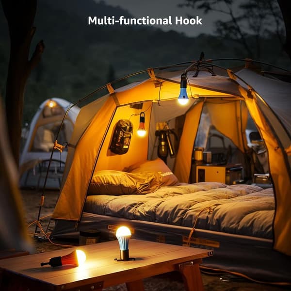 Campingpære – 7 tilstande (hvid+RGB) til ophængning i nødsituationer