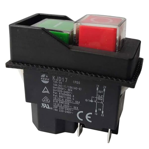 Bryter - Solenoid trykknapp - KJD17 220V 4-pin