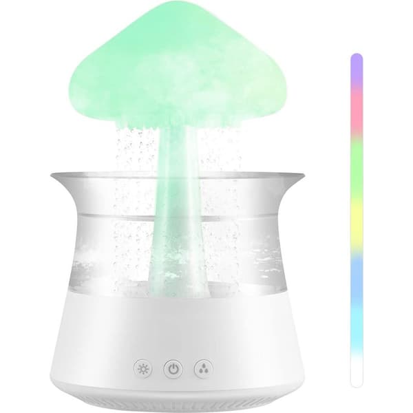 Regnsky-luftfukter, aromaterapi eterisk oljediffuser, aromaterapi nattlys med 3 regntåkemoduser