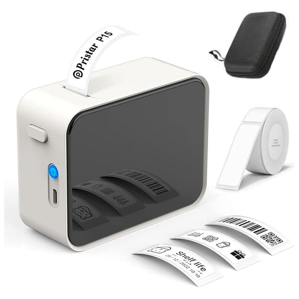 Kompakt Bluetooth termisk etiketprinter – Udskriver stregkoder og QR-koder – Vand- og olieafvisende – 4 timers batterilevetid