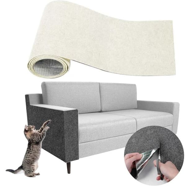 Selvklebende klorematte for katter 200x60x0.4cm Klorematte Sofabeskytter Katte-antiklor (Beige)