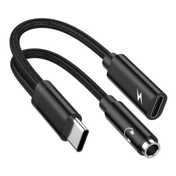 2-i-1 USB Type-C til 3,5 mm-adapter + 60W PD-lading for Samsung Galaxy S23/S22/S21/S24