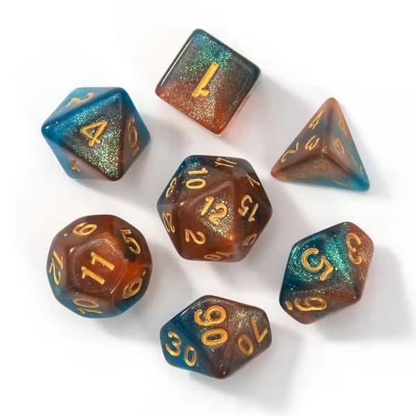 #42 stk. Polyhedral Terninger D20 D12 D10 D8 D6 D4 16mm Akryl Terningesæt til Dungeons and Dragons DND Terninger RPG MTG Bordspil Dobbelt Farve#