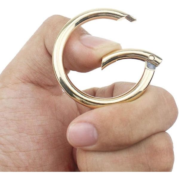 Karbinhake Nyckelring, 6-pack, Guld, med Clips & Ringar, för Bergsklättring, Vandring, DIY