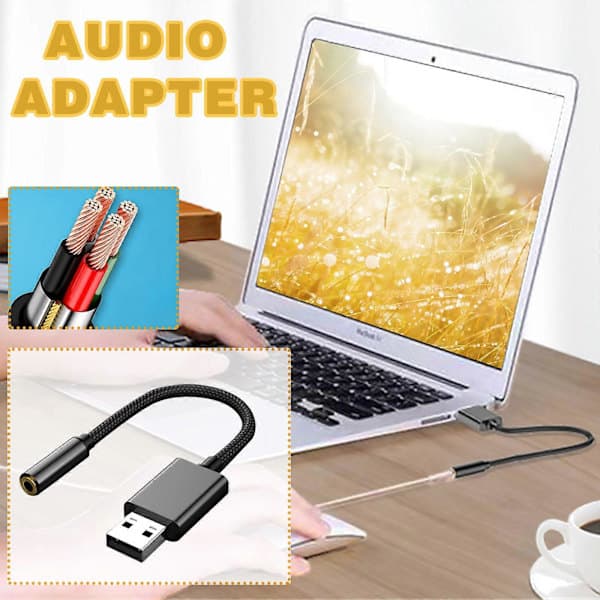 USB til 3,5 mm lydadapter – USB til AUX eksternt stereolydkort til hovedtelefoner og højttalere til PC, PS4, PS5