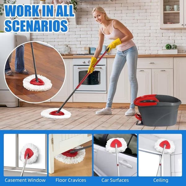Pakke med 5 erstatningshoder for svingbare moppehoder, kompatible med Vileda trekantede svingbare moppehoder.
