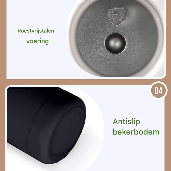 Vandflaske - Rustfrit Stål - Dobbeltvægget Vakuumisoleret - 500 ml - Sort