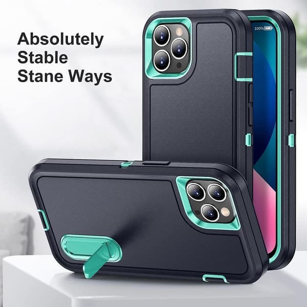 iPhone 11 Pro Max-deksel, iPhone 11 Pro Max-deksel med stativ, [Militærgrad støtsikkert][Trelags kraftig fallbeskyttelse]